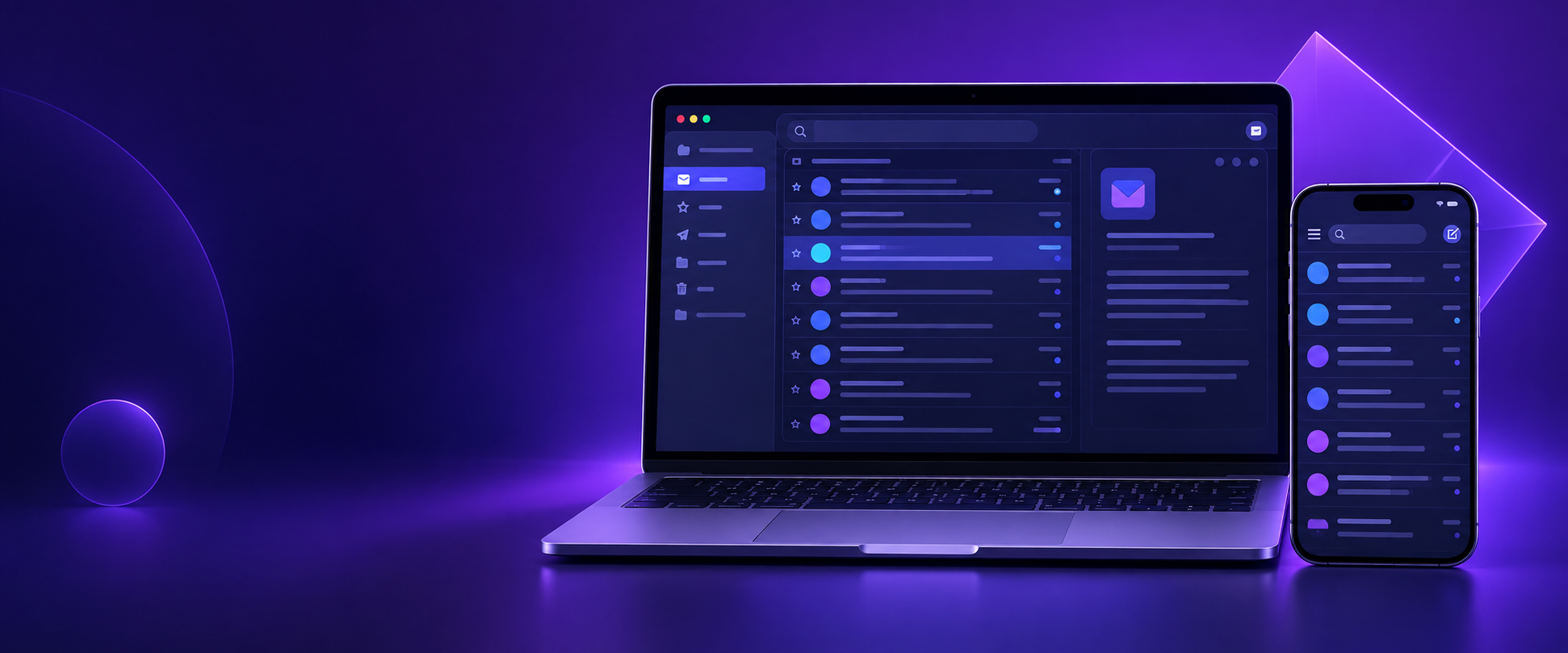 Giao diện email trên laptop và điện thoại