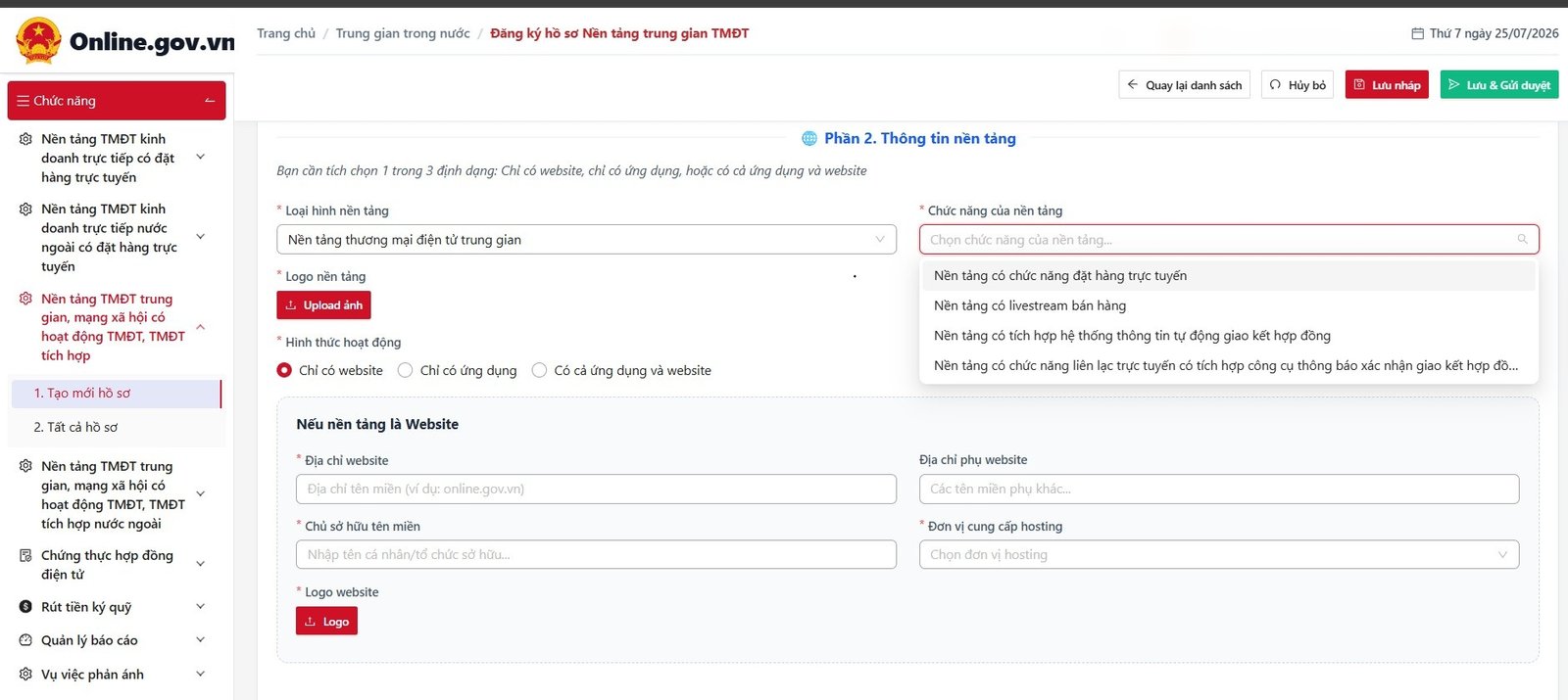 Form phần 2: thông tin nền tảng