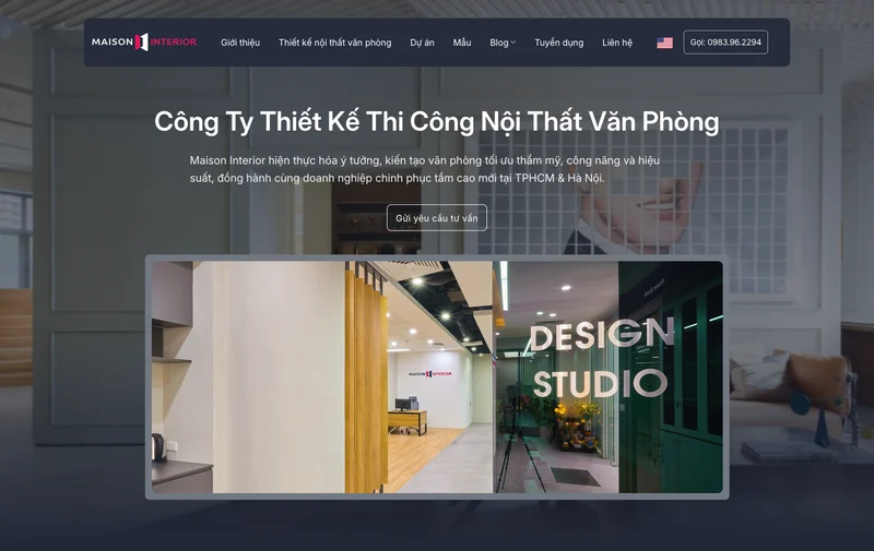 Giao diện website maisoninterior.vn