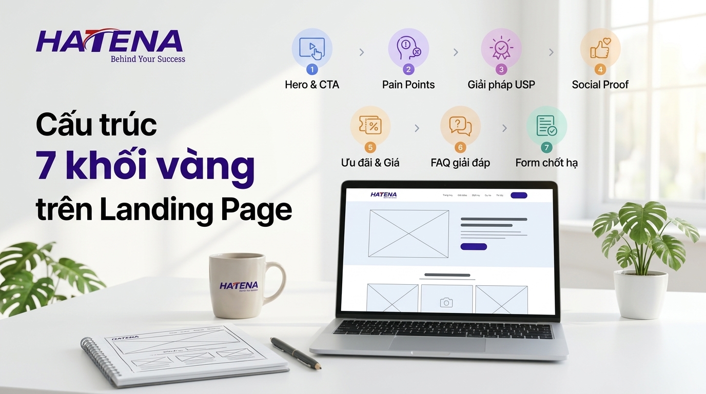 Cấu trúc 7 khối nội dung vàng giúp hiểu rõ Landing Page là gì và cách thiết kế